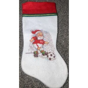 18" Santa Claus Felt Christmas Stocking Playing Soccer